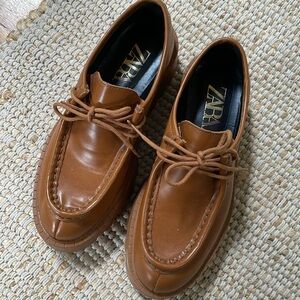 Derby Loafers, Brown, lug sole, size EU 36/US 6.5, Zara, PU vegan leather